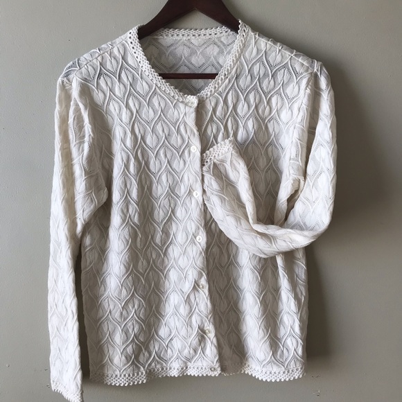 Vintage White Button Down Cardigan - Picture 1 of 5